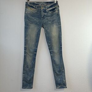 Robin’s Jeans Size 24 Style# R8657GLD Skinny Jeans Distressed Gold Wings
